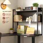 OffiGo L Shaped Electric Standing Desk, 63 Inch Reversible Corner Stand up Table with Hutch, Height Adjustable Ergonomic Large Lift Table for Home Office, Workstation, Black - Image 5