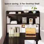 OffiGo L Shaped Electric Standing Desk, 63 Inch Reversible Corner Stand up Table with Hutch, Height Adjustable Ergonomic Large Lift Table for Home Office, Workstation, Black - Image 6