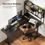 OffiGo L Shaped Electric Standing Desk, 63 Inch Reversible Corner Stand up Table with Hutch, Height Adjustable Ergonomic Large Lift Table for Home Office, Workstation, Black - Image 7