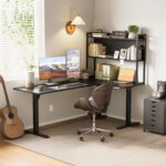 OffiGo L Shaped Electric Standing Desk, 63 Inch Reversible Corner Stand up Table with Hutch, Height Adjustable Ergonomic Large Lift Table for Home Office, Workstation, Black - Image 10