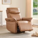 CHITA Genuine Leather Power Recliner Chair, Electric Triple-Motor Swivel Glider Nursery Rocking Chair with Adjustable Power Headrest and Lumbar Support, GREENGARD Gold Certified, Saddle Brown - Image 9