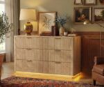 Dresser and Nightstand Sets 3 Piece, Bedroom Set with Charging Station, Large 6 Drawer Dresser for Bedroom and Night Stand Set of 2, Mid Century Modern Bedroom Furniture Set with Motion Sensor Lights - Image 4