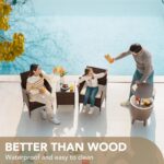 Devoko Patio Porch Furniture Sets 3 Pieces PE Rattan Wicker Chairs with Table Outdoor Garden Furniture Sets (Brown/Beige) - Image 6