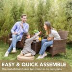 Devoko Patio Porch Furniture Sets 3 Pieces PE Rattan Wicker Chairs with Table Outdoor Garden Furniture Sets (Brown/Beige) - Image 7