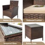 Devoko Patio Porch Furniture Sets 3 Pieces PE Rattan Wicker Chairs with Table Outdoor Garden Furniture Sets (Brown/Beige) - Image 8