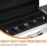 4 Burner Propane Gas Grill, Portable BBQ Grill with Cast Iron Grate & Griddle Pan, Folding Side Table for Camping Backyard, 40000 BTU Easy-Clean Outdoor Cooking - Image 3