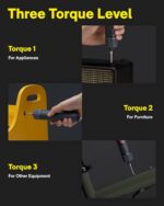 HOTO Electric Screwdriver Rechargeable, 3.6V Cordless Screwdriver Set USB-C, 1/4'' Hex Bits, 3 Torque Settings, 1500mAh Battery, LED Light & 12 S2 Metal Bits for Furniture/Electrical Repairs - Image 3
