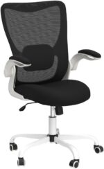 MUXX.STIL Office Chair, Ergonomic Desk Chair with Adjustable Lumbar Support and Flip up Armrest, Breathable Mesh Computer Chair for Home Office, White - Image 5