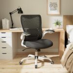 MUXX.STIL Office Chair, Ergonomic Desk Chair with Adjustable Lumbar Support and Flip up Armrest, Breathable Mesh Computer Chair for Home Office, White - Image 8