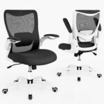 MUXX.STIL Office Chair, Ergonomic Desk Chair with Adjustable Lumbar Support and Flip up Armrest, Breathable Mesh Computer Chair for Home Office, White - Image 11