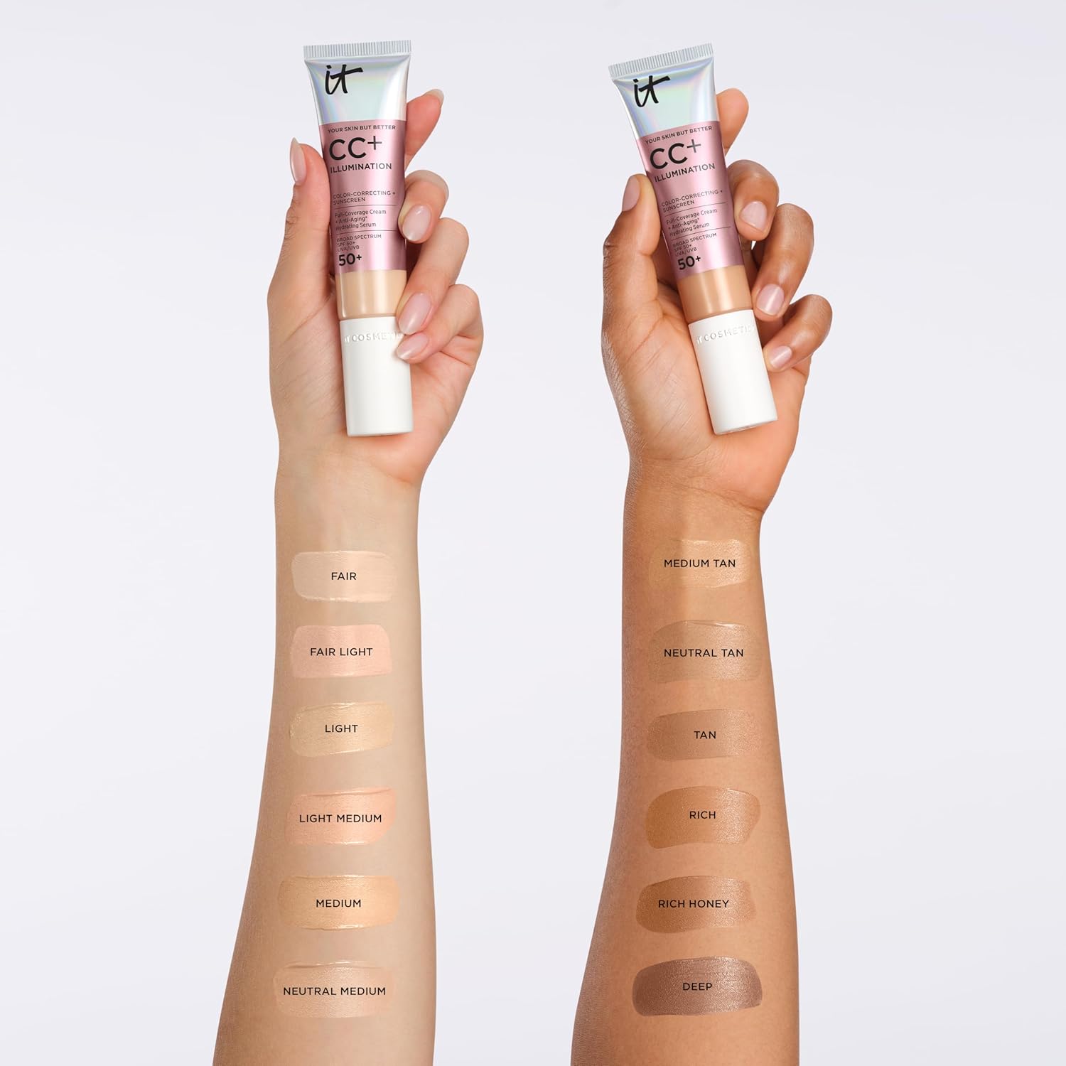 IT Cosmetics CC+ Cream Illumination (Medium) - Radiant Full Coverage Foundation With SPF 50+, Color Corrector & Hydrating Anti-Aging Serum, Hydrolyzed Collagen + Peptides - 1.08 fl oz - Image 7