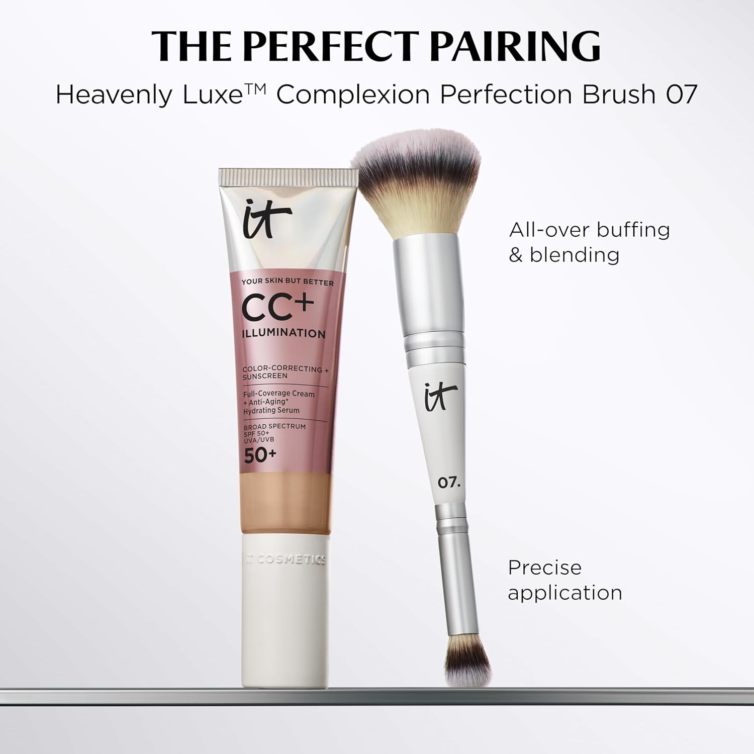 IT Cosmetics CC+ Cream Illumination (Medium) - Radiant Full Coverage Foundation With SPF 50+, Color Corrector & Hydrating Anti-Aging Serum, Hydrolyzed Collagen + Peptides - 1.08 fl oz - Image 12