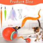 BABORUI Interactive Cat Toy Ball - Automatic Interactive Cat Toys for Indoor Cats with 3 Tails, 2 Speeds Rechargeable Enrichment Toys for Small/Medium/Large to Keep Them Busy (Orange) - Image 6