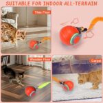 BABORUI Interactive Cat Toy Ball - Automatic Interactive Cat Toys for Indoor Cats with 3 Tails, 2 Speeds Rechargeable Enrichment Toys for Small/Medium/Large to Keep Them Busy (Orange) - Image 7