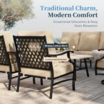 SUNSHINE VALLEY Patio Furniture Set, Modern Metal Outdoor Patio Furniture, 3 Seater Sofa, 2 Swivel Chairs, 2 Ottomans and 5.75" Extra Thick Cushion, Patio Conversation Set for Garden Backyard Deck - Image 3