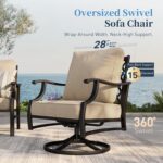 SUNSHINE VALLEY Patio Furniture Set, Modern Metal Outdoor Patio Furniture, 3 Seater Sofa, 2 Swivel Chairs, 2 Ottomans and 5.75" Extra Thick Cushion, Patio Conversation Set for Garden Backyard Deck - Image 4