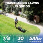 14" Cordless Lawn Mower, 20V Lightweight Push Mower with 2×5.0Ah Battery, Ultra-Quiet Motor for Small Yards, Lawn Care, Backyard Maintenance - Image 3
