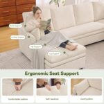 110" Sectional Couches with Double Chaises, Comfy Deep Dual-Layer Cushion Couch, 9 Seater Oversize Couch, Modern Modular Sofa, Chenille Sofas for Living Room, Apartment, Beige - Image 5