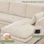 110" Sectional Couches with Double Chaises, Comfy Deep Dual-Layer Cushion Couch, 9 Seater Oversize Couch, Modern Modular Sofa, Chenille Sofas for Living Room, Apartment, Beige - Image 6