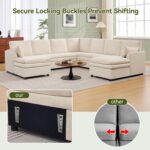110" Sectional Couches with Double Chaises, Comfy Deep Dual-Layer Cushion Couch, 9 Seater Oversize Couch, Modern Modular Sofa, Chenille Sofas for Living Room, Apartment, Beige - Image 7