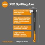 Fiskars X32 Splitting Axe 32", Forged Steel Blade for More One-Strike Splits on Large Logs, Shock-Absorbing FiberComp Handle & Low-Friction Coating for Rust Protection & Easy Removal - Image 3