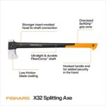 Fiskars X32 Splitting Axe 32", Forged Steel Blade for More One-Strike Splits on Large Logs, Shock-Absorbing FiberComp Handle & Low-Friction Coating for Rust Protection & Easy Removal - Image 4