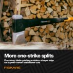 Fiskars X32 Splitting Axe 32", Forged Steel Blade for More One-Strike Splits on Large Logs, Shock-Absorbing FiberComp Handle & Low-Friction Coating for Rust Protection & Easy Removal - Image 8