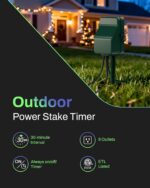 BN-LINK Outdoor Power Stake Timer Waterproof, 24-Hour Mechanical Timer with 6 Grounded Outlets, 6FT Extension Cord for Halloween/Christmas Decor Lights, ETL Listed - Image 3