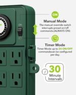 BN-LINK Outdoor Power Stake Timer Waterproof, 24-Hour Mechanical Timer with 6 Grounded Outlets, 6FT Extension Cord for Halloween/Christmas Decor Lights, ETL Listed - Image 5