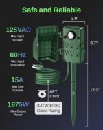 BN-LINK Outdoor Power Stake Timer Waterproof, 24-Hour Mechanical Timer with 6 Grounded Outlets, 6FT Extension Cord for Halloween/Christmas Decor Lights, ETL Listed - Image 6