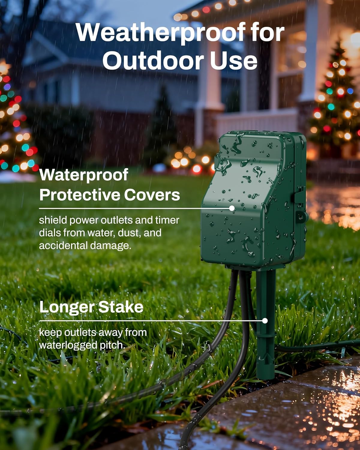 BN-LINK Outdoor Power Stake Timer Waterproof, 24-Hour Mechanical Timer with 6 Grounded Outlets, 6FT Extension Cord for Halloween/Christmas Decor Lights, ETL Listed - Image 7