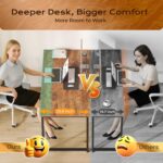 PRAISUN 47 X 24 Inch Computer Desk with Deeper Desktop, Gaming Office Writing Work Desk for Home Office, Study, Bedroom, Work from Home, Metal Frame, Rustic Brown - Image 5