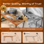 PRAISUN 47 X 24 Inch Computer Desk with Deeper Desktop, Gaming Office Writing Work Desk for Home Office, Study, Bedroom, Work from Home, Metal Frame, Rustic Brown - Image 7