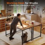 PRAISUN 47 X 24 Inch Computer Desk with Deeper Desktop, Gaming Office Writing Work Desk for Home Office, Study, Bedroom, Work from Home, Metal Frame, Rustic Brown - Image 9