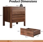 MAISONARIA Walnut 3-Piece Dresser Bedroom Set, 6 Drawers Dresser & 2 Drawer Nightstands with Hidden Handles, Wood Chest of Drawers for Bedroom, Living Room, Entryway - Image 5