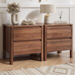 MAISONARIA Walnut 3-Piece Dresser Bedroom Set, 6 Drawers Dresser & 2 Drawer Nightstands with Hidden Handles, Wood Chest of Drawers for Bedroom, Living Room, Entryway - Image 6