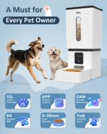 Automatic Dog Feeder Large Breed with Camera - 12L/50 Cups 5G WiFi App Control Dog Food Dispenser, Easy Setup, HD 1080P Video with Night Vision by Yakry - Image 10