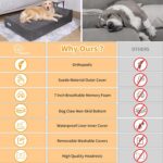 Rainmr Orthopedic Dog Beds for Large Dogs, 7" Memory Foam Dog Beds with Waterproof Liner, Durable Microsuede Cover, Removable and Washable, Nonskid Bottom, 48"x30"x7" L Grey - Image 9