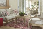 Signature Design by Ashley Clare View Outdoor Patio Sofa, 4 Throw Pillows, Nuvella Weather Resistant Fabric, Eucalyptus Wood, 81" W x 35" D x 32" H, Beige - Image 7