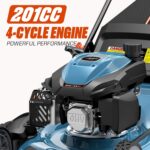 SENIX 22 Inch 3-in-1 Gas Lawn Mower, 201cc Rear Wheel Single Speed Self-Propelled Mower, 4-Cycle Engine, Steel Deck, Mulching, Bagging, Discharging, 6-Position Cutting Height Adjustable, for Yard - Image 3