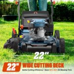 SENIX 22 Inch 3-in-1 Gas Lawn Mower, 201cc Rear Wheel Single Speed Self-Propelled Mower, 4-Cycle Engine, Steel Deck, Mulching, Bagging, Discharging, 6-Position Cutting Height Adjustable, for Yard - Image 4