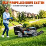 SENIX 22 Inch 3-in-1 Gas Lawn Mower, 201cc Rear Wheel Single Speed Self-Propelled Mower, 4-Cycle Engine, Steel Deck, Mulching, Bagging, Discharging, 6-Position Cutting Height Adjustable, for Yard - Image 6