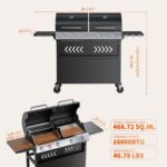 Grills 5 Burner Propane Gas Grill & Griddle Combo 40,000 BTU Stainless Steel Outdoor Patio Barbecue Grill Propane Gas with Removable Cart Portable Griddle for Outdoor Cooking, BBQ, Camping, Backyard - Image 3