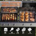 Grills 5 Burner Propane Gas Grill & Griddle Combo 40,000 BTU Stainless Steel Outdoor Patio Barbecue Grill Propane Gas with Removable Cart Portable Griddle for Outdoor Cooking, BBQ, Camping, Backyard - Image 4
