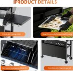 Grills 5 Burner Propane Gas Grill & Griddle Combo 40,000 BTU Stainless Steel Outdoor Patio Barbecue Grill Propane Gas with Removable Cart Portable Griddle for Outdoor Cooking, BBQ, Camping, Backyard - Image 5