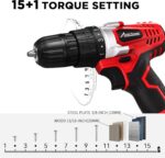 AVID POWER 20V Cordless Drill Set for Home DIY & Beginner Projects - Lightweight Power Drill with Battery Charger & 22 Bits, Variable Speed, 3/8" Keyless Chuck, Ideal for Furniture Assembly (Red) - Image 3