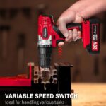 AVID POWER 20V Cordless Drill Set for Home DIY & Beginner Projects - Lightweight Power Drill with Battery Charger & 22 Bits, Variable Speed, 3/8" Keyless Chuck, Ideal for Furniture Assembly (Red) - Image 6