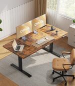 OffiGo 71 Inch Executive Electric Standing Desk, Height Adjustable Desk with Power Outlet & 1.38" Thick 3-Piece Desktop, Sit Stand Computer Desk for Home, Office, Conference Room, Rustic Brown - Image 3