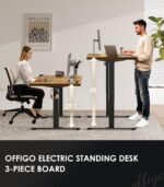 OffiGo 71 Inch Executive Electric Standing Desk, Height Adjustable Desk with Power Outlet & 1.38" Thick 3-Piece Desktop, Sit Stand Computer Desk for Home, Office, Conference Room, Rustic Brown - Image 4