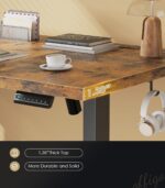 OffiGo 71 Inch Executive Electric Standing Desk, Height Adjustable Desk with Power Outlet & 1.38" Thick 3-Piece Desktop, Sit Stand Computer Desk for Home, Office, Conference Room, Rustic Brown - Image 7